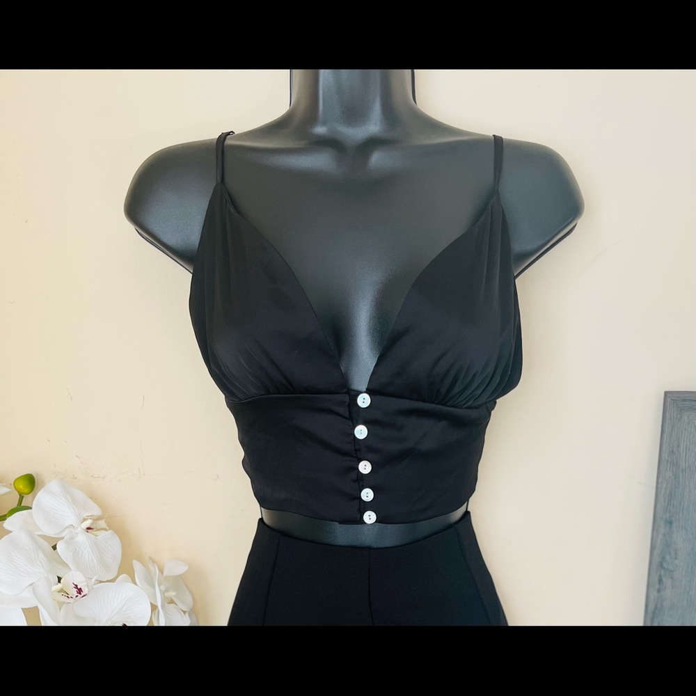 Black Button Down Halter Top